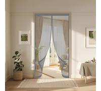 Fly Nets for Doors 165 x 214 cm with Powerful Magnets & Full Frame Magic Tape No Gap, Lets Fresh Air in, Keep Bugs Out Screen Mesh Curtain Fits Door for Patio Doors Bedroom, Grey
