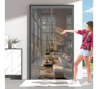 Fly Nets for Doors 166 x 214 cm with Powerful Magnets & Full Frame Magic Tape No Gap, Lets Fresh Air in, Keep Bugs Out Magnetic Fly Curtain for Patio Doors Balcony, Grey