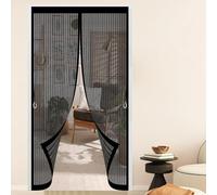 Fly Nets for Doors 168 x 214 cm with Powerful Magnets & Full Frame Magic Tape No Gap, Lets Fresh Air in, Keep Bugs Out Magnetic Thermal Door Curtain for Patio Doors Bedroom, Black