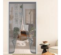 Fly Nets for Doors 168 x 214 cm with Powerful Magnets & Full Frame Magic Tape No Gap, Lets Fresh Air in, Keep Bugs Out Magnetic Thermal Door Curtain for Patio Doors Bedroom, Grey