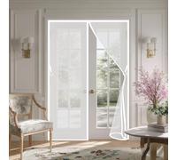 Fly Nets for Doors 60 x 110 cm Self Sealing, Hands Free, Durable Door Fly Screen Curtain with Powerful Magnets and Full Frame Magic Tape for Living Room, Bedroom, Patio, White