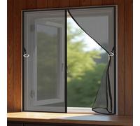 Fly Nets for Doors 96 x 144 cm Keep Bugs Out Lets Fresh Air in Door Curtain Nets No Tools Installation, with Stay Open Buckles Ideal for Balcony ＆ Bedroom Doors, Black