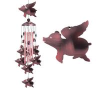 Fly Pigs Wind Chimes Outdoor Decor - with 4 Tubes 7 Pigs Wind Chime, Mobile Romantic Flying Pigs Wind Catcher, Garden Pigs Windchimes for Home, Mom Gifts, Balcony, Tree, Festival, Garden Decoration