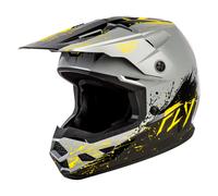 Fly Racing 2026 Motocross Helmet Kinetic Drip youth Grey Black Yellow