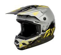 Fly Racing Youth Kinetic Drip MX Helmet Grey Black Yellow Motocross Off-Road