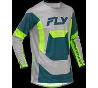 Fly Racing Lite MX Jersey Grey Lime Teal Adult Motocross Off-Road Enduro