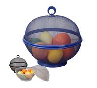 Fly Resistant Fruit Basket with Net with Stackable Lid, Decorative Wire Bowl with Filter Display in Summer, Reusable Kitchen Accessories (Black)(Blue)