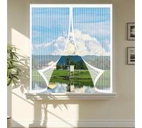 Fly Screen Curtain 104 x 96 cm Automatically Close, No Gap, Easy to Install Without Drilling, Keep Bugs Out Lets Fresh Air in Magnetic Fly Curtain for All Types of Windows, White