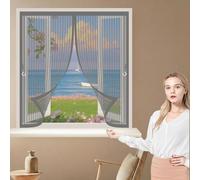 Fly Screen Curtain 110 x 175 cm Powerful Magnets, No Drill Installation, Automatically Closes, for Keeping Out Flies & Bug Magnetic Fly Curtain for All Types of Windows, Grey