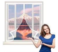 Fly Screen Curtain 126 x 130 cm Powerful Magnets, No Drill Installation, Automatically Closes, for Keeping Out Flies & Bug Mosquito Proof Curtains for All Types of Windows, White
