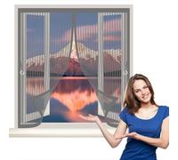 Fly Screen Curtain 130 x 130 cm Powerful Magnets, No Drill Installation, Automatically Closes, for Keeping Out Flies & Bug Mosquito Proof Curtains for All Types of Windows, Grey