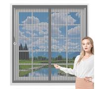 Fly Screen Curtain 138 x 100 cm with Powerful Magnets & Full Frame Magic Tape, Keep Bugs Out & Lets Fresh Air in Screen Mesh Curtain for All Types of Windows, Grey