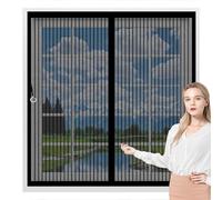 Fly Screen Curtain 140 x 144 cm with Powerful Magnets & Full Frame Magic Tape, Keep Bugs Out & Lets Fresh Air in Screen Mesh Curtain for All Types of Windows, Black