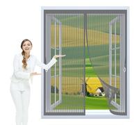 Fly Screen Curtain 140 x 147 cm with Powerful Magnets & Full Frame Magic Tape No Gap, Lets Fresh Air in, Keep Bugs Out Duty Magnetic Screen Fly Bug for All Types of Windows, Grey