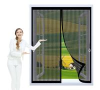 Fly Screen Curtain 142 x 141 cm with Powerful Magnets & Full Frame Magic Tape No Gap, Lets Fresh Air in, Keep Bugs Out Duty Magnetic Screen Fly Bug for All Types of Windows, Black