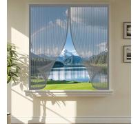 Fly Screen Curtain 180 x 80 cm with Powerful Magnets & Full Frame Magic Tape No Gap, Lets Fresh Air in, Keep Bugs Out Screen Mesh Curtain for All Types of Windows, Grey