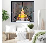 Fly Screen Curtain 185 x 160 cm with Powerful Magnets & Full Frame Magic Tape, Keep Bugs Out & Lets Fresh Air in Screen Curtain with Magnets for All Types of Windows, Black