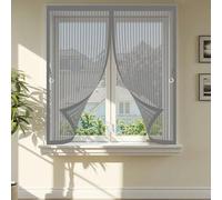 Fly Screen Curtain 188 x 150 cm with Powerful Magnets & Full Frame Magic Tape No Gap, Lets Fresh Air in, Keep Bugs Out Curtains to Stop Flies for All Types of Windows, Grey