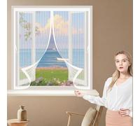 Fly Screen Curtain 200 x 115 cm Powerful Magnets, No Drill Installation, Automatically Closes, for Keeping Out Flies & Bug Magnetic Fly Curtain for All Types of Windows, White
