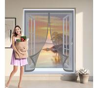 Fly Screen Curtain 205 x 130 cm with Powerful Magnets & Full Frame Magic Tape, Keep Bugs Out & Lets Fresh Air in Screen Curtain Fly for All Types of Windows, Grey