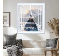 Fly Screen Curtain 52 x 64 cm with Powerful Magnets & Full Frame Magic Tape, Keep Bugs Out & Lets Fresh Air in Thermal Curtain Magnetic for All Types of Windows, White
