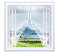 Fly Screen Curtain 72 x 52 cm with Powerful Magnets & Full Frame Magic Tape, Keep Bugs Out & Lets Fresh Air in Thermal Curtain Magnetic for All Types of Windows, White