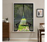 Fly Screen Curtain 77 x 81 cm Powerful Magnets, No Drill Installation, Automatically Closes, for Keeping Out Flies & Bug Magnetic Fly Curtain for All Types of Windows, Black