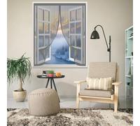 Fly Screen Curtain 77 x 92 cm with Powerful Magnets & Full Frame Magic Tape, Keep Bugs Out & Lets Fresh Air in Mosquito Proof Curtains for All Types of Windows, Grey