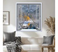 Fly Screen Curtain 80 x 60 cm with Powerful Magnets & Full Frame Magic Tape No Gap, Lets Fresh Air in, Keep Bugs Out Heavy Duty Self-Sealing Mesh for All Types of Windows, Grey
