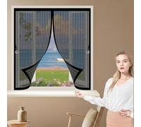 Fly Screen Curtain 85 x 115 cm Powerful Magnets, No Drill Installation, Automatically Closes, for Keeping Out Flies & Bug Magnetic Fly Curtain for All Types of Windows, Black
