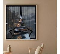 Fly Screen Curtain 89 x 93 cm with Powerful Magnets & Full Frame Magic Tape, Keep Bugs Out & Lets Fresh Air in Screen Curtain Fly for All Types of Windows, Black