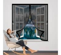 Fly Screen Curtain 90 x 115 cm Automatically Close, No Gap, Easy to Install Without Drilling, Keep Bugs Out Lets Fresh Air in Fly Screens Curtain for All Types of Windows, Black