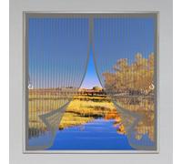 Fly Screen Curtain 98 x 111 cm with Powerful Magnets & Full Frame Magic Tape No Gap, Lets Fresh Air in, Keep Bugs Out Mosquito Insects Screen Mesh for All Types of Windows, Grey