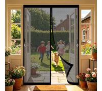 Fly Screen Door 100 x 180 cm Full Frame Magic Tape, Magnet Silent Closure, No Punching Door Fly Screens Magnetic Patio Mosquito Screens for Patio Balcony, Black