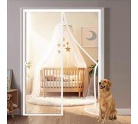 Fly Screen Door 100 X 200 Cm Without Drilling, with Strong Magnets, Self-Closing, No Mosquitoes, Insect Protection, The Magnetic Curtain(White,90x205cm)
