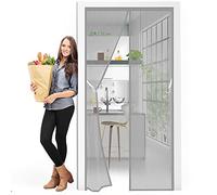 Fly Screen Door, 100 x 210 cm Magnetic Door Screen Seal Automatically Fly Screen Mesh Curtain, Keep Fresh air in & Bugs Out Easy to Install - Grey