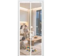 Fly Screen Door 100x 220 Cm Without Drilling, with Strong Magnets, Self-Closing, No Mosquitoes, Insect Protection, The Magnetic Curtain(White,80x210cm)