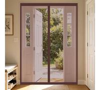 Fly Screen Door 103 x 247 cm No Drill Installation, Powerful Magnets, Full Frame Magic Tape Magnetic Door Screen Fly Curtains for Doors for Patio Balcony, Brown