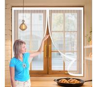 Fly Screen Door 104 x 152 cm Anti-Tearing Mosquito Door Net Keep Fly Bug Out Magnetic Screens No-Drill Easy Installation for Living Room, Bedroom, Patio, White