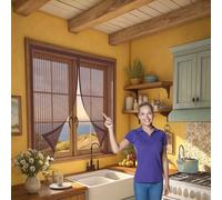 Fly Screen Door 106 x 172 cm Keep Pets Indoor, Allow Fresh Air Flow, Hands-Free Mosquito Insects Screen Mesh No-Drill Easy Installation for Living Room, Bedroom, Patio, Brown