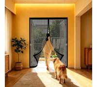 Fly Screen Door 107 x 182 cm with Powerful Magnets, Lets Fresh Air in, with Stay Open Buckles Door Fly Screens Magnetic Patio Mosquito Screens for Front Back, Black
