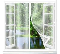Fly Screen Door 109 x 127 cm Anti-Tearing Mosquito Door Net Keep Fly Bug Out Magnetic Screens No-Drill Easy Installation for Living Room, Bedroom, Patio, White