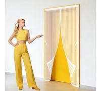 Fly Screen Door 109 x 202 cm with Powerful Magnets and Full Frame Magic Tape Magnetic Fly Screen Curtain Keeping Out Flies Bug Suitable for Patio Room Balcony Bedroom, White