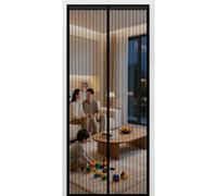 Fly Screen Door 111 x 150 cm Heavy Duty Hands-Free Fly Screen with Powerful Magnets and Full Frame Hook&Loop, No Gap, Keep Bugs Out Lets Fresh Air in, Kid and Pet Friendly, Black