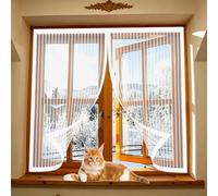 Fly Screen Door 112 x 110 cm Keep Pets Indoor, Allow Fresh Air Flow, Hands-Free No-Drill Easy Installation Magnetic Door Screen for Balcony, Terrace, Cellar, White