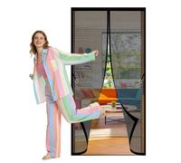 Fly Screen Door 113 x 200 cm Automatically Closes Durable Door Fly Screen Curtain Hands Free Auto Closing for Living Room, Bedroom, Patio, Black