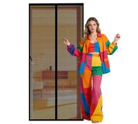 Fly Screen Door 114 x 180 cm No Drill Installation Magic Paste Curtains with Powerful Magnets Full Frame Magic Tape for Living Room, Bedroom, Patio, Black