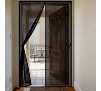 Fly Screen Door 115 x 110 cm Heavy Duty Self-Sealing Mesh with Powerful Magnets and Full Frame Hook&Loop, No Gap, Keep Bugs Out Lets Fresh Air in, Kid and Pet Friendly, Black