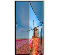 Fly Screen Door, 115x200cm Magnetic Door Screen Seal Automatically Fly Screen Mesh Curtain, Keep Fresh air in & Bugs Out Easy to Install, Black, 663 Size