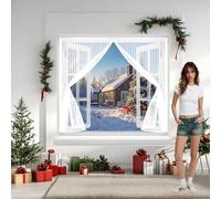 Fly Screen Door 119 x 180 cm Keep Bugs Out, Full Frame Magic Tape, Powerful Magnets, Self Sealing, No Drill Installation, Fly Screen Door Mesh for Patio Exterior Indoor Doors, White